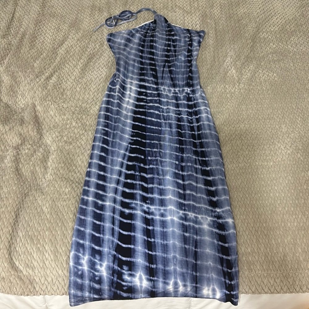 Princess Polly Blue Body Con Dress with Halter Top Neckline